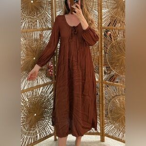 Rachel Pally Silky Rust Red Midi Dress Small